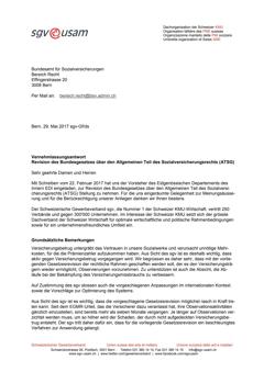  Vernehmlassungsantwort Revision des Bundesgesetzes über den Allgemeinen Teil des Sozialversicherungsrechts (ATSG)