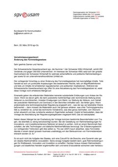  Vernehmlassungsantwort Änderung des Fernmeldegesetzes