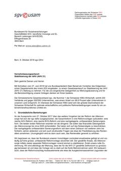  Vernehmlassungsantwort Stabilisierung der AHV (AHV 21)