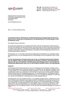  Konsultationsantwort: Stabilisierung und Weiterentwicklung der Beziehungen Schweiz-Europäische Union: Einladung zur Stellungnahme zum Mandatsentwurf für Verhandlungen mit der Europäischen Union