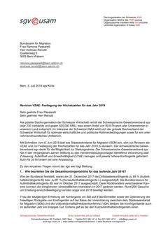  Revision VZAE: Festlegung der Höchstzahlen für das Jahr 2019