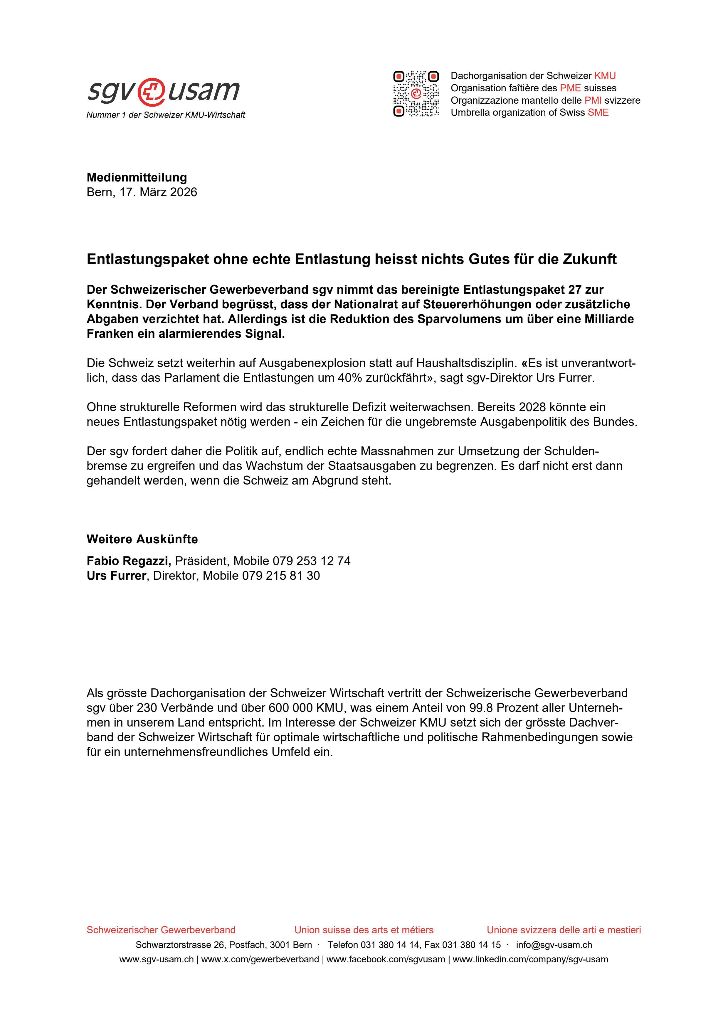 Entlastungspaket ohne echte Entlastung heisst nichts Gutes für die Zukunft