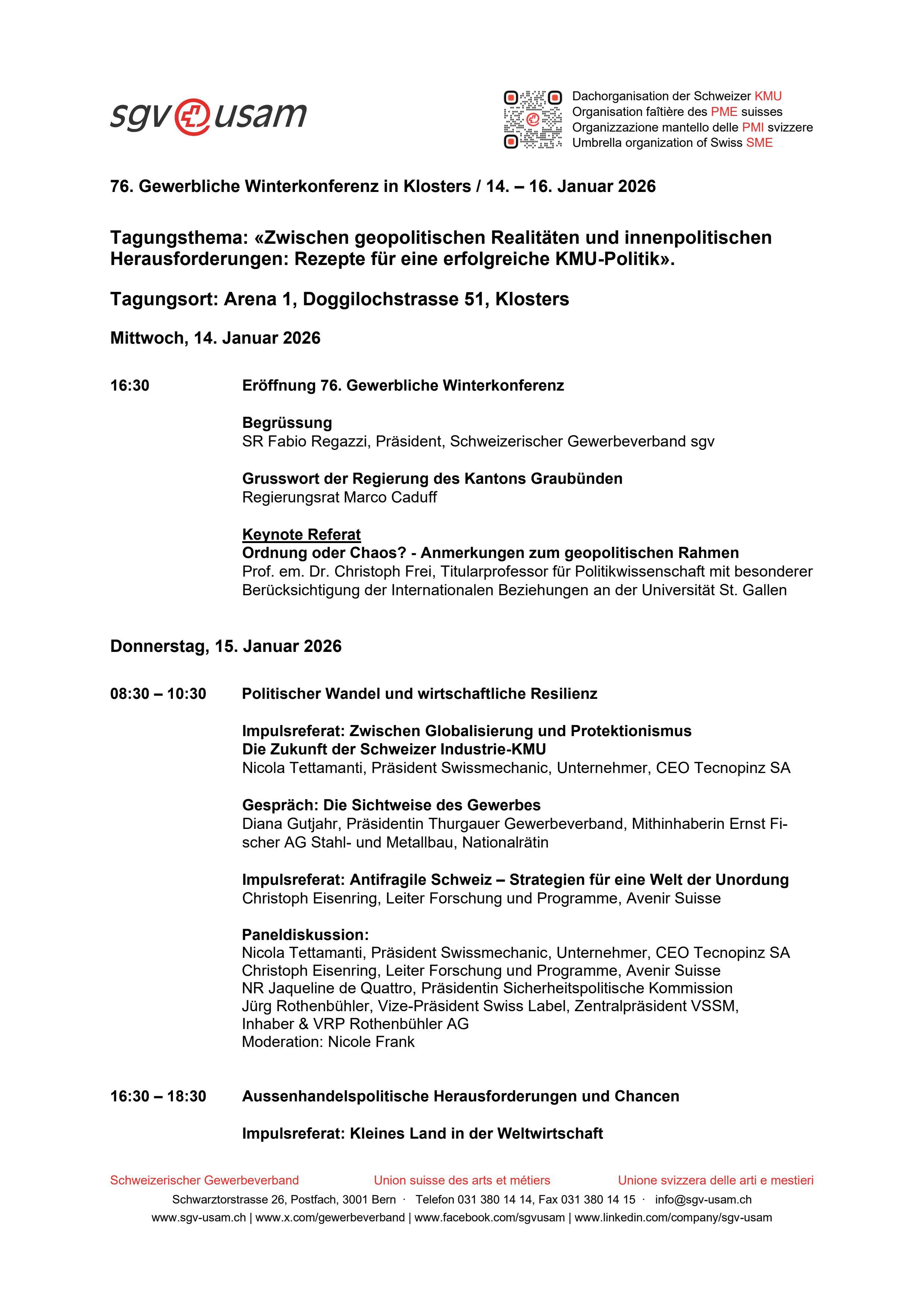  Programm 76. Gewerbliche Winterkonferenz