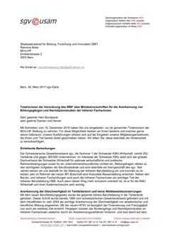  Totalrevision der Verordnung des WBF über Mindestvorschriften für die Anerkennung von Bildungsgängen und Nachdiplomstudien der höheren Fachschulen