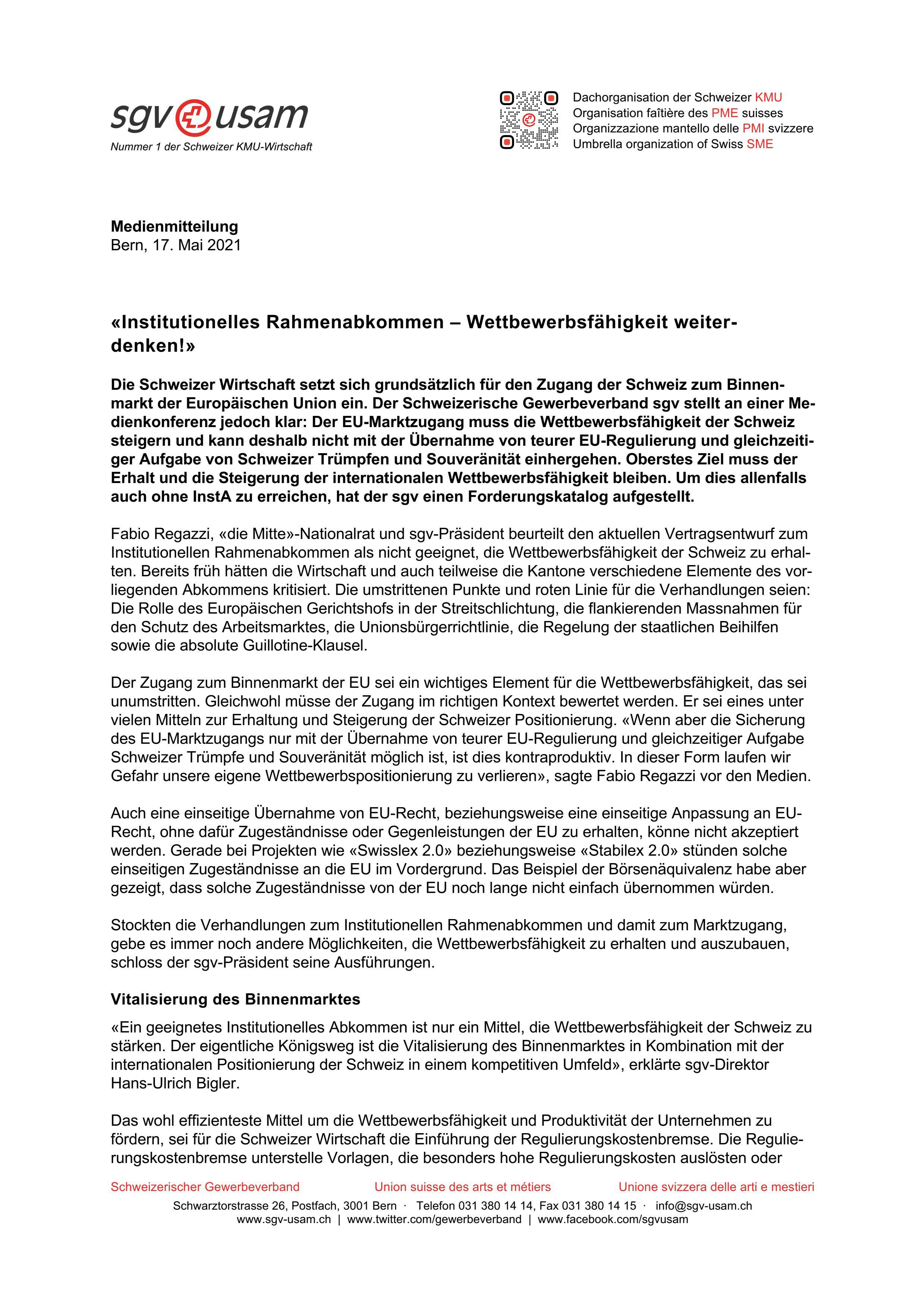 «Institutionelles Rahmenabkommen – Wettbewerbsfähigkeit weiterdenken!» (2)