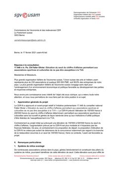  17.448 n Iv. Pa. CN Feller Olivier. Elévation du seuil du chiffre d'affaires permettant aux associations sportives et culturelles de ne pas être assujetties à la TVA